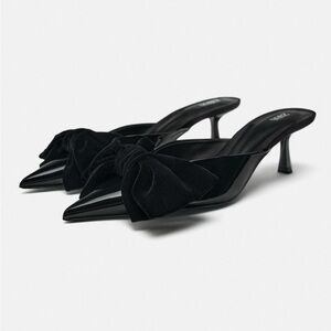 Zara bow heel mule